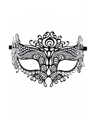 Masque vénitien Ornella rigide noir avec strass  